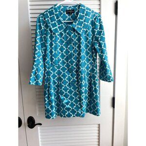 Eden Court Lightweight Trench Coat Teal White Lattice Bell Sleeves Women S